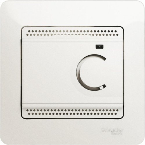 Терморегулятор механический с датчиком с рамкой Systeme Electric Glossa 0С+50С перламутр картинка